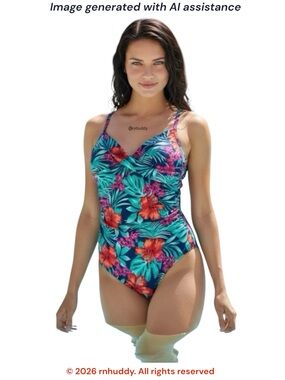 Jantzen size 14 floral swimsuit